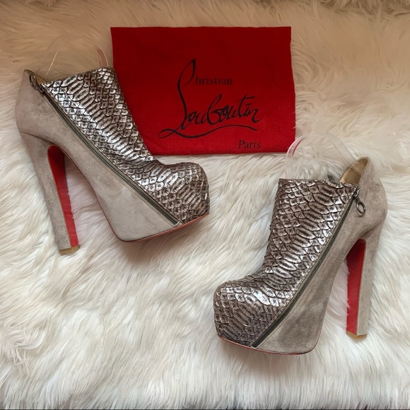 Christian Louboutin Shoes - CHRISTIAN LOUBOUTIN 4A Python Suede Booties